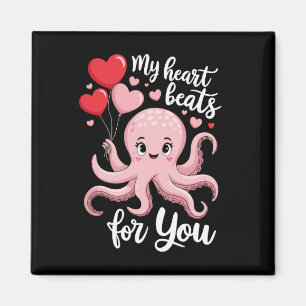 Octopus With Heart Lloons My Heart Beats For You V Magnet