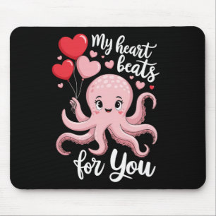 Octopus With Heart Lloons My Heart Beats For You V Mouse Pad