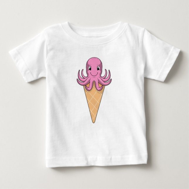 Octopus with Ice cream cone Baby T-Shirt (Front)