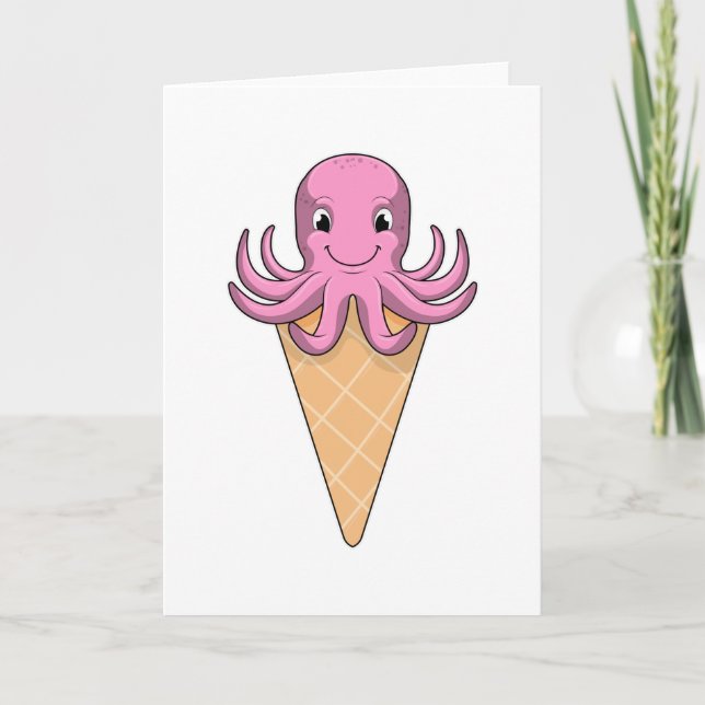 Octopus with Ice cream cone Card (Front)