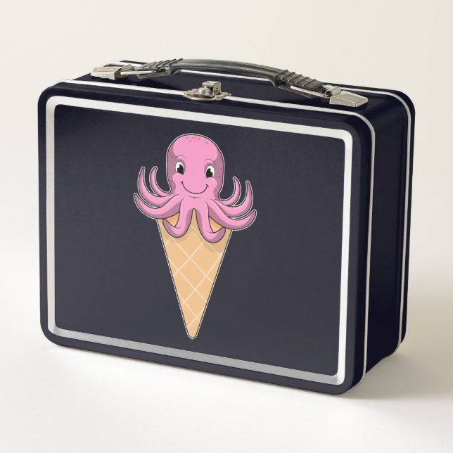 Octopus with Ice cream cone Metal Lunch Box (Front)