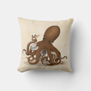 Octopus with Lab Flask Steampunk Chemistry Science Cushion