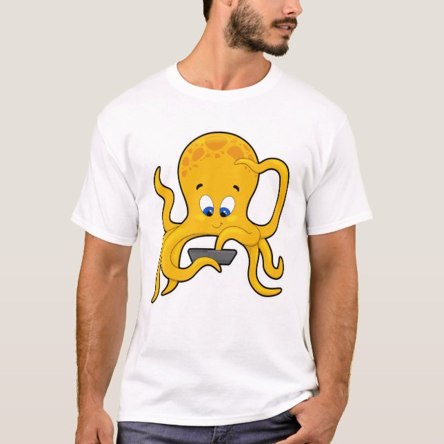 Octopus with Laptop T-Shirt (Front)
