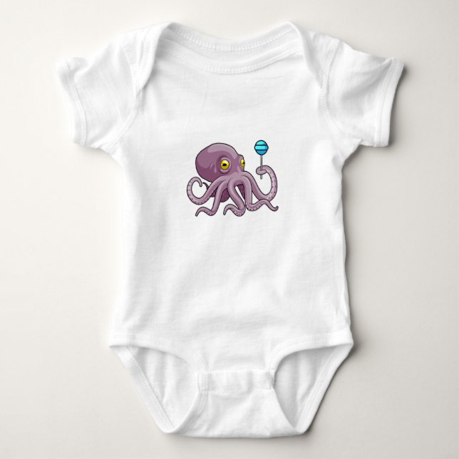 Octopus with Lollipop Baby Bodysuit (Front)