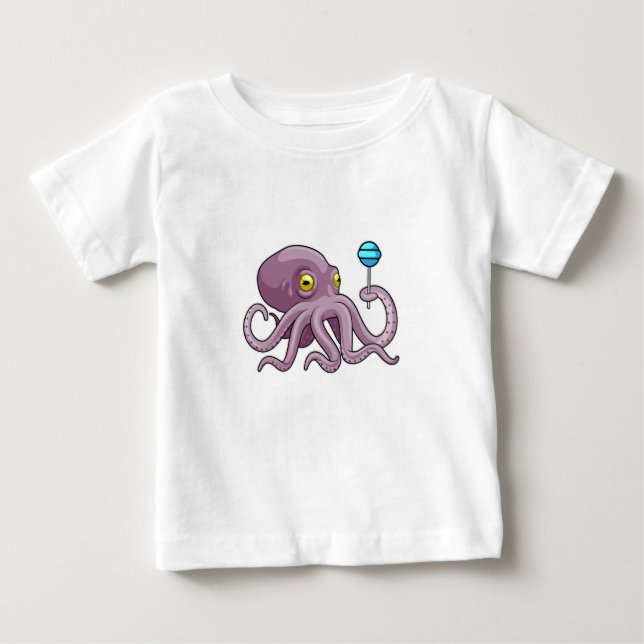 Octopus with Lollipop Baby T-Shirt (Front)