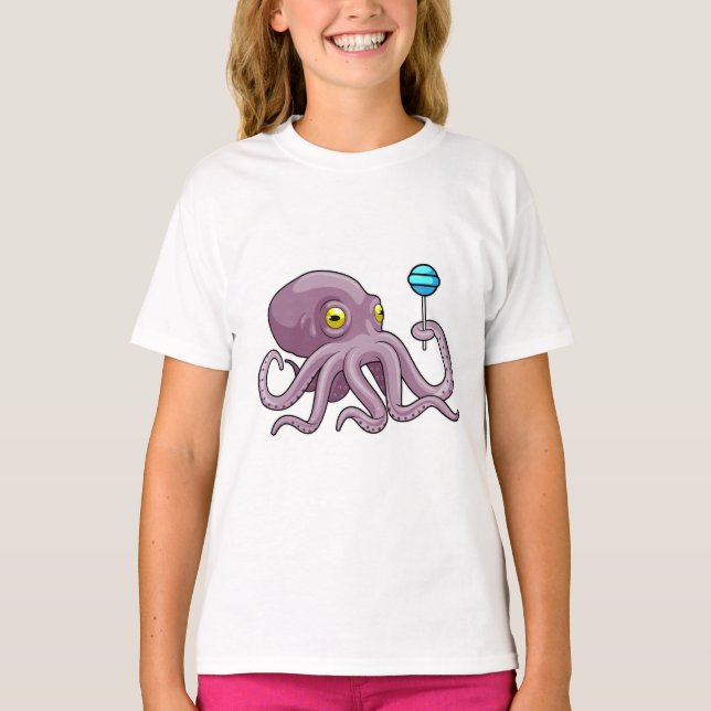 Octopus with Lollipop T-Shirt (Front)
