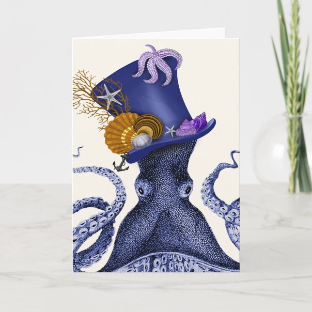 Octopus with Nautical Hat Card (Front)