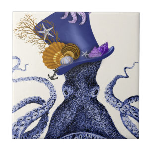 Octopus with Nautical Hat Ceramic Tile