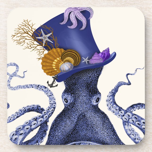 Octopus with Nautical Hat Coaster (Front)
