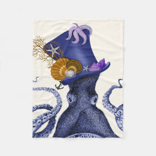 Octopus with Nautical Hat Fleece Blanket