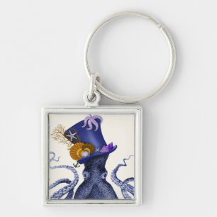 Octopus with Nautical Hat Key Ring