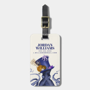 Octopus with Nautical Hat Luggage Tag
