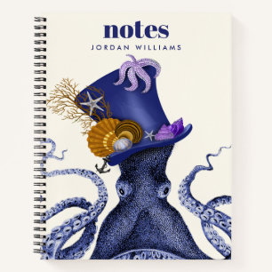 Octopus with Nautical Hat Notebook