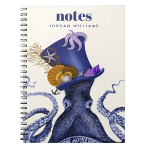 Octopus with Nautical Hat Notebook