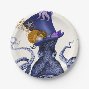 Octopus with Nautical Hat Paper Plate