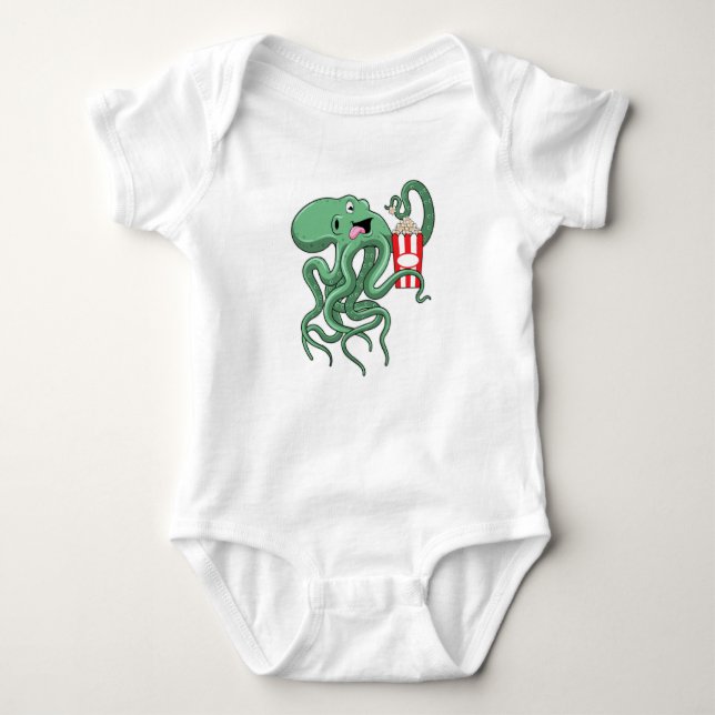 Octopus with Popcorn Baby Bodysuit (Front)