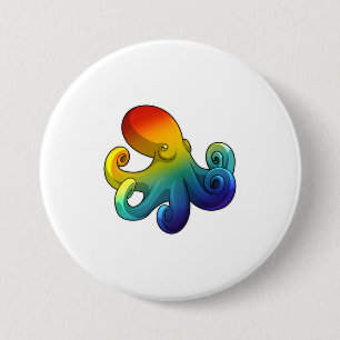 Octopus with Rainbow 7.5 Cm Round Badge
