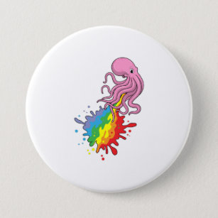 Octopus with Rainbow 7.5 Cm Round Badge
