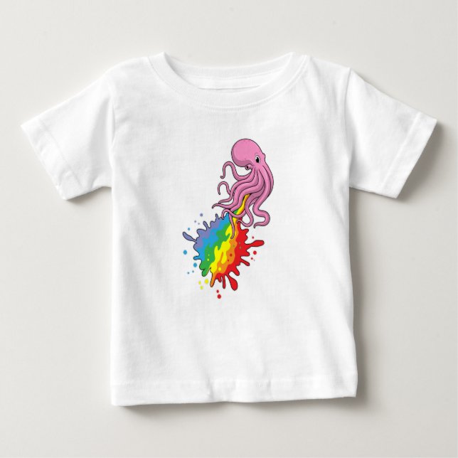 Octopus with Rainbow Baby T-Shirt (Front)