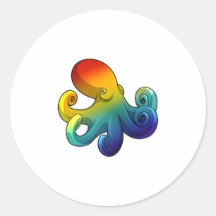 Octopus with Rainbow Classic Round Sticker