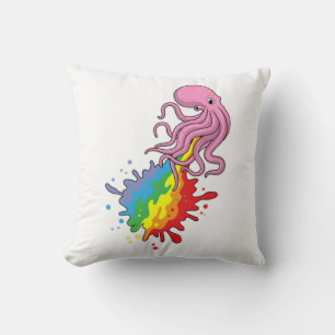 Octopus with Rainbow Cushion