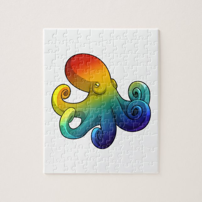 Octopus with Rainbow Jigsaw Puzzle (Vertical)