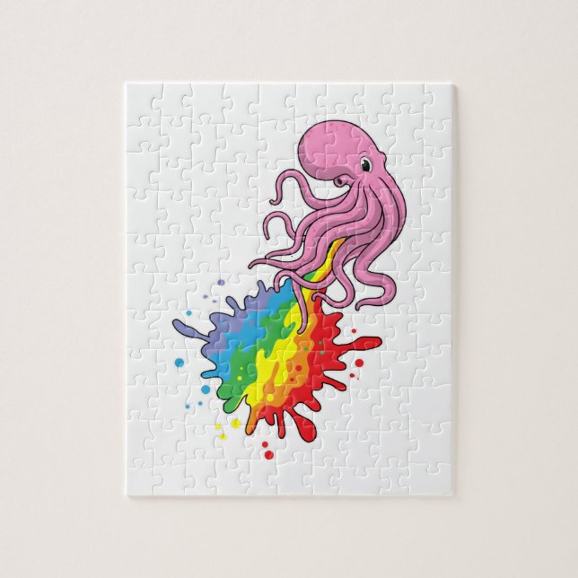 Octopus with Rainbow Jigsaw Puzzle (Vertical)