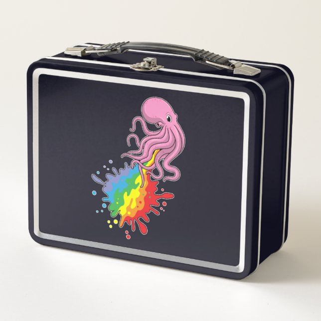 Octopus with Rainbow Metal Lunch Box (Front)