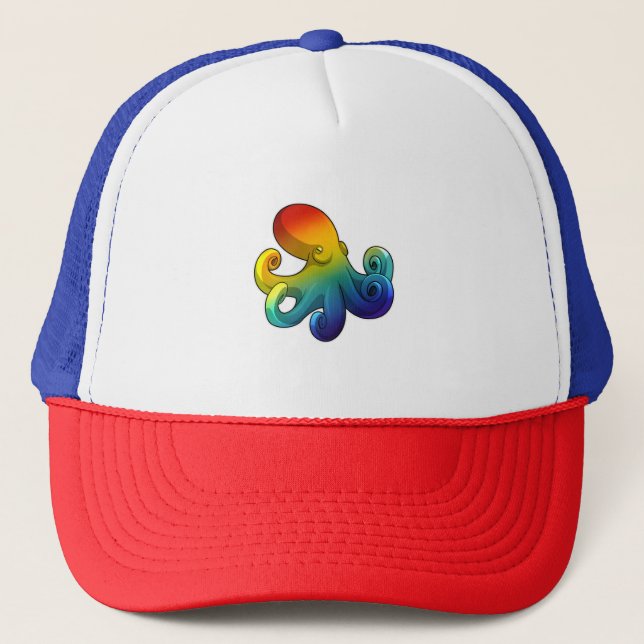 Octopus with Rainbow Trucker Hat (Front)