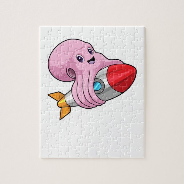 Octopus with Rocket Jigsaw Puzzle (Vertical)