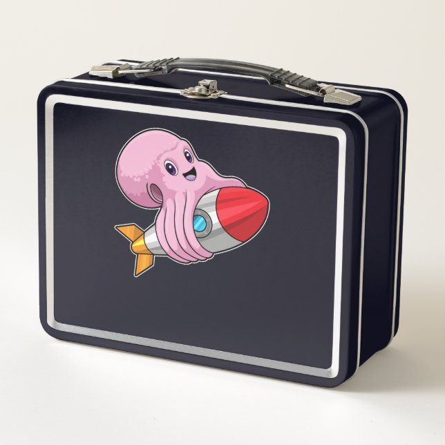 Octopus with Rocket Metal Lunch Box (Front)