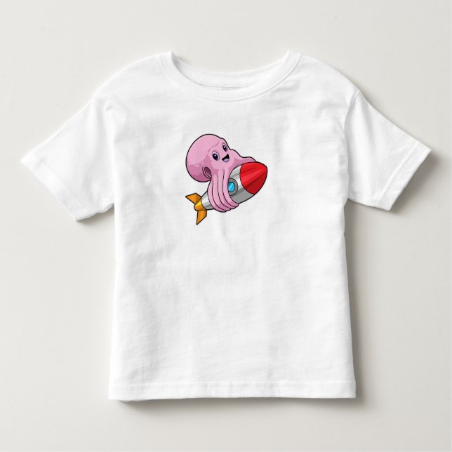 Octopus with Rocket Toddler T-Shirt (Front)