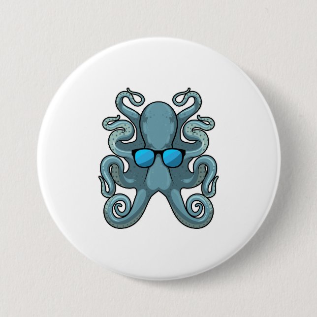 Octopus with Sunglasses 7.5 Cm Round Badge (Front)