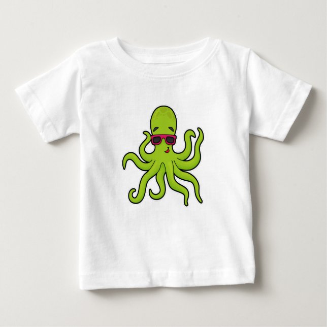 Octopus with Sunglasses Baby T-Shirt (Front)