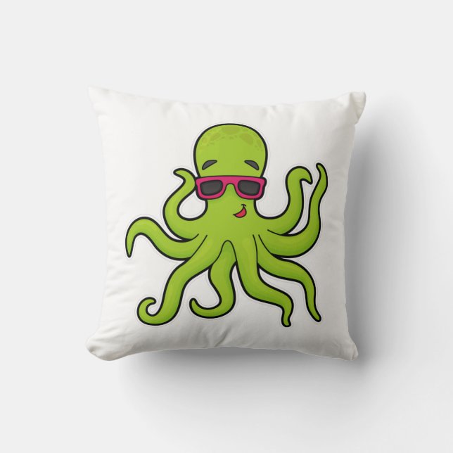 Octopus with Sunglasses Cushion (Front)