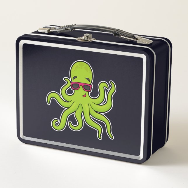 Octopus with Sunglasses Metal Lunch Box (Front)