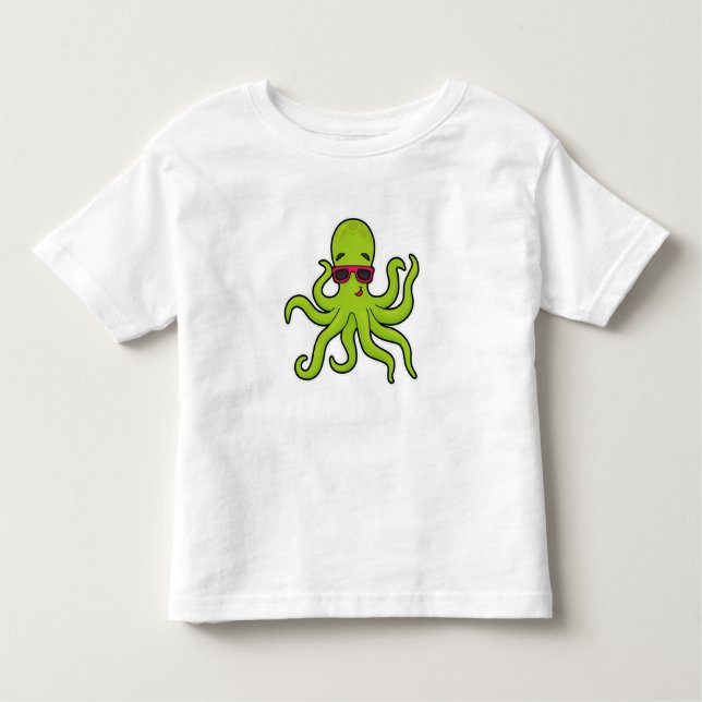 Octopus with Sunglasses Toddler T-Shirt (Front)
