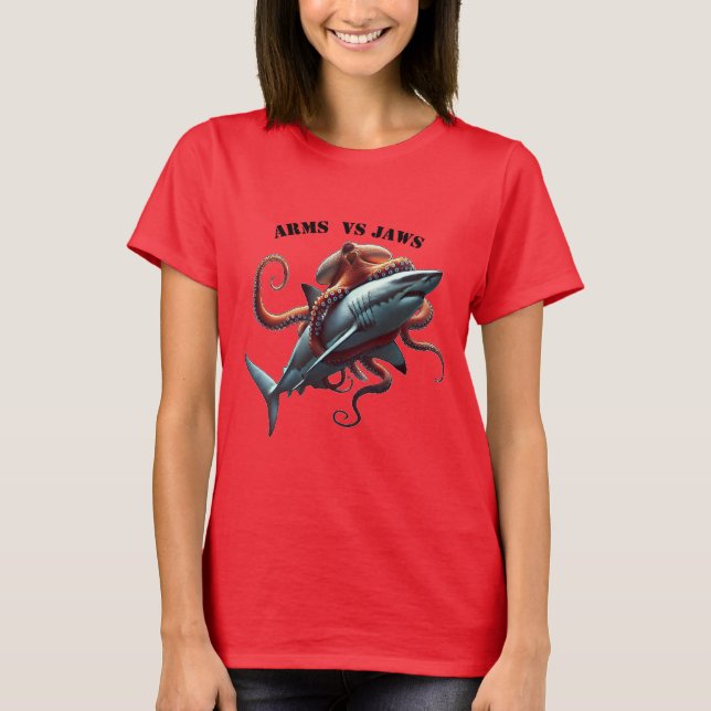 Octopus Wrapped Around a Great White Shark URM T-Shirt (Front)