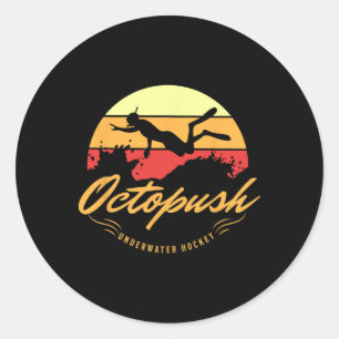 Octopush Underwater Hockey Fan Diver Design Graphi Classic Round Sticker