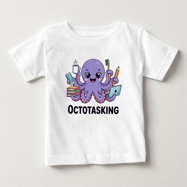 Octotasking Creature in Multitask Mode Baby T-Shirt (Front)