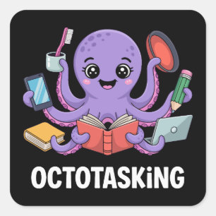 Octotasking Creature in Multitask Mode Square Sticker