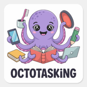 Octotasking Creature in Multitask Mode Square Sticker