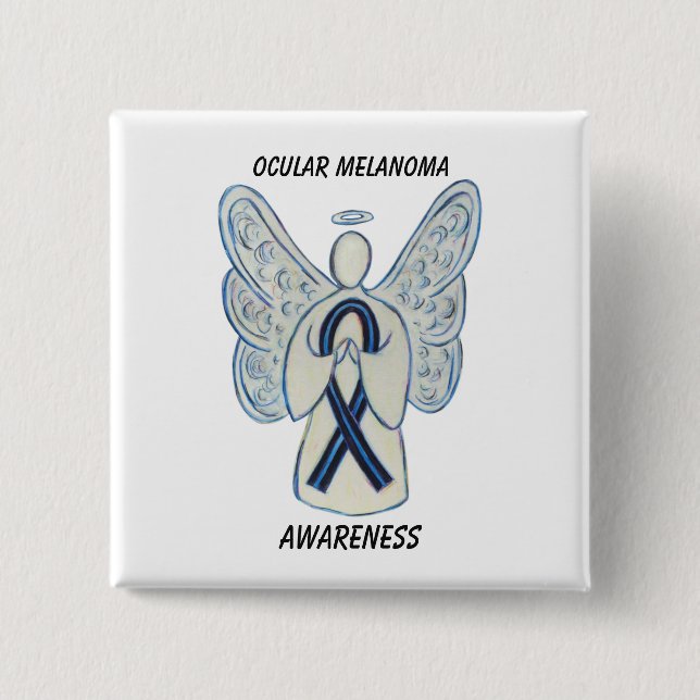 Ocular Melanoma Awareness Ribbon Angel Custom Pin (Front)