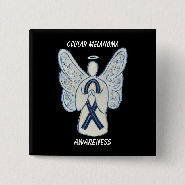 Ocular Melanoma Awareness Ribbon Angel Custom Pin (Front)
