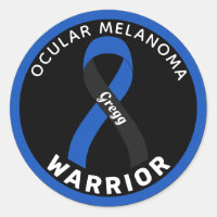 Ocular Melanoma Warrior Ribbon White Round Sticker