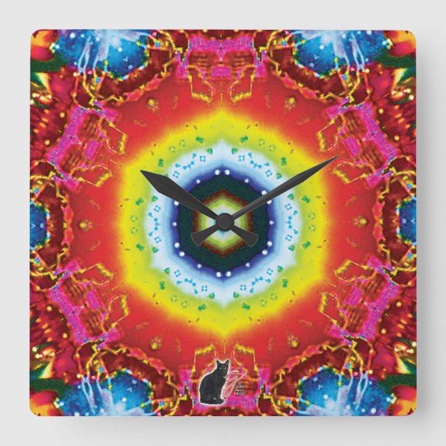 Oculus Kaleidoscope Square Wall Clock (Front)
