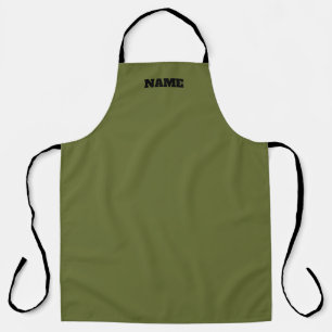 OD Green cooking apron with custom name