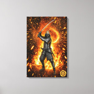 Oda Nobunaga Samurai Armour Fire 16x24 Canvas Print
