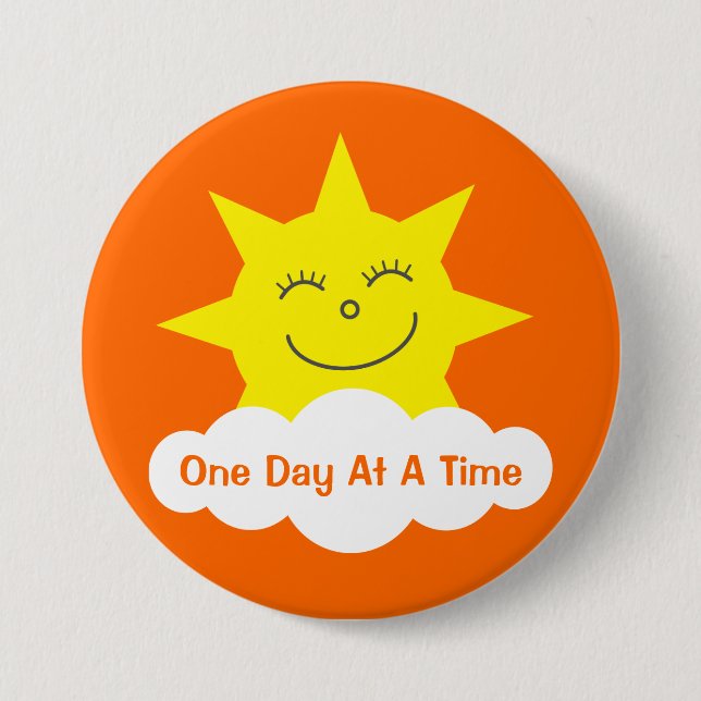 ODAAT Happy Cartoon Sun Customisable Orange 7.5 Cm Round Badge (Front)