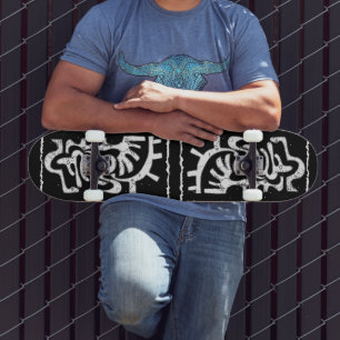 Odd critters b&w abstract art  skateboard